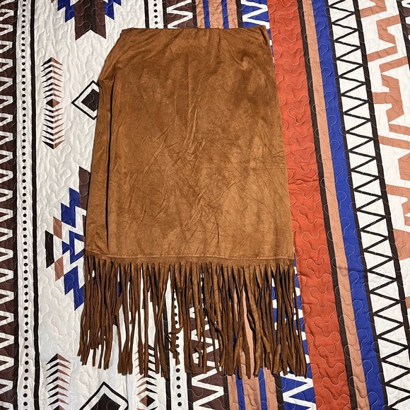 Brown Suede Fri he Skirt - Picture 3 of 4